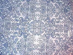 Oil Cloth Fabric Paradise Blue on White by the yard  