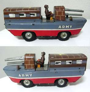 PREWAR Military Army Navy Submarine TANK Car Tin Toy ★  