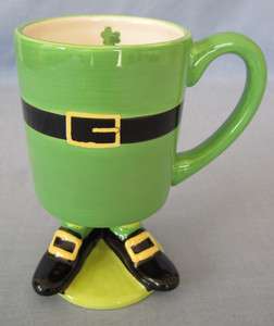 Leprechaun Body Feet Handpainted Ceramic Coffee Mug Cup  
