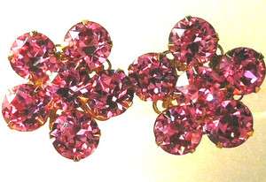 Vintage 14K Gold GP Pink Topaz Star Burst Earrings  