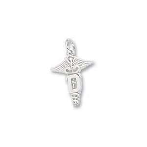  Dental Caduceus Charm   Sterling Silver Jewelry