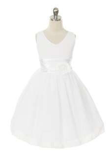White Chiffon Flower Birthday Girl Dress  