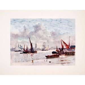  1905 Print Marshall Battersea Reach London England River 