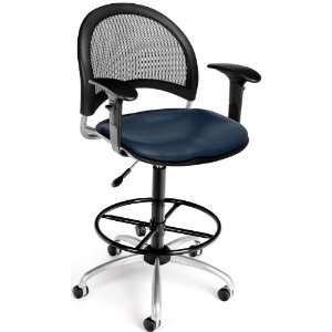  OFM Moon Swivel Drafting Chair with Arms and Navy Vinyl 