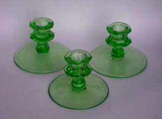 Candlesticks Vaseline Green   Squat 1 Light   Nice  