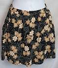 Wet Seal ~ Black & Tan Floral Silky Mini Skirt   Size Medium