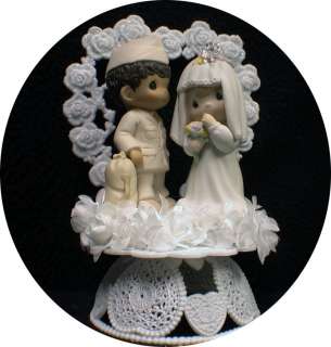   groom Precious Moments figurine Wedding Cake Topper Amry navy  