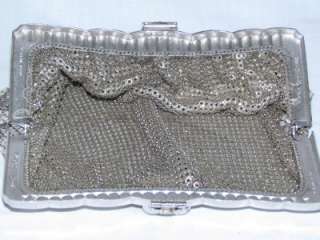 vtg Whiting Davis silver metal mesh clutch purse bag vintage 
