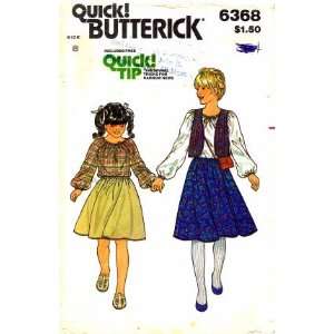  Butterick 6368 Sewing Pattern Girls Blouse Reversible Vest 