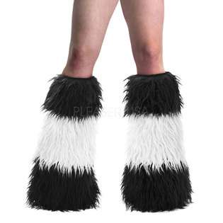 Pleaser USA ACCESSORIES 3 Stripe, UV Reactive Furry Faux Fur Leg 