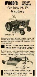 1970 Wood Brothers Model 42 Tractor Billy Goat Mower Ad  