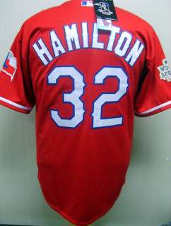 Texas Rangers #32 Josh Hamilton Alt Red W/S & Team Patch Jersey  