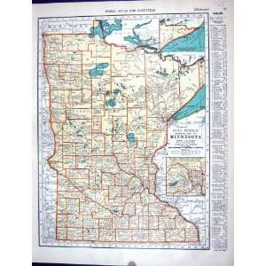  Rand Mcnally Collier Antique Map 1936 Minnesota America 