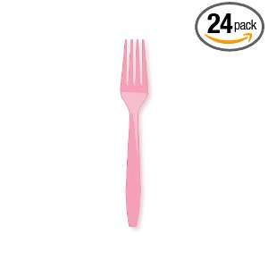  Candy Pink Plastic Forks (24 Pack)