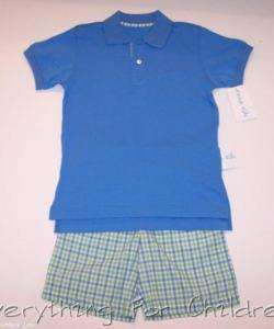 Boys KELLYS KIDS outfit 6 7 NWT polo shirt plaid short  