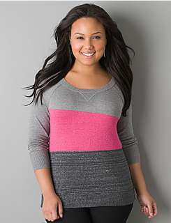 Plus size Colorblock sparkle sweater by DKNY JEANS  Lane Bryant