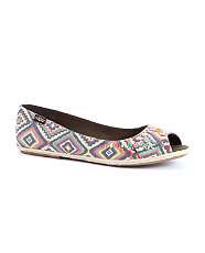 Brown (Brown) Sugar Affair Ikat Patterned Peep Toe Flat  245856620 