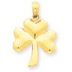 goldia 14k Yellow Gold Polished Solid 3 Dimensional Shamrock Pendant