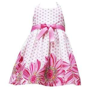  Infant Girls 12M 24M FUSCHIA PINK SUNFLOWER BORDER Halter Dress Baby