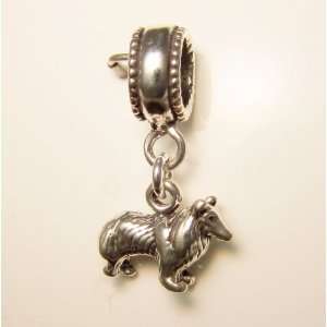 Collie Dog Sterling Silver Dangle Charm