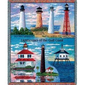  Lighthouse Gulf Coast Tapestry Throw Blanket