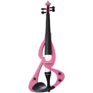  Crescent 4/4 Pink Electric Violin with Case, Rosin 