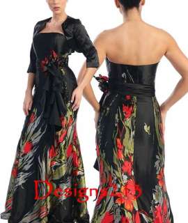 New Strapless Formal Evening Gown Jacket Pink Red Floral Dress Reg 