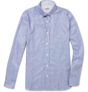   shirts  Long sleeved shirts  Slub Cotton and Linen Blend Shirt