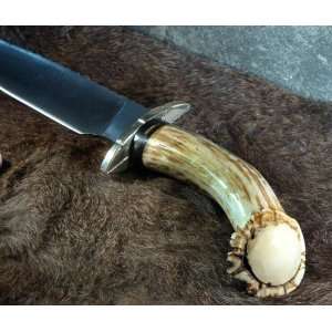    Stag Horn Handle Notched Stainless Blade Knife 