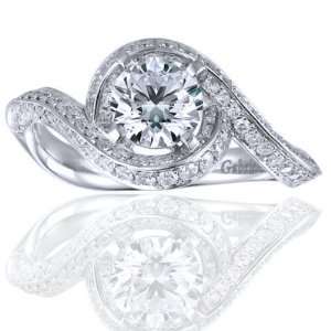 18K White Gold Contemporary Bypass Engagement Ring   Does not Include 