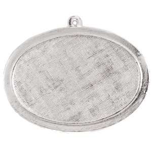 Nunn Design Bright Silver Plated Pewter Oval Raised Bezel Pendant 1 1 