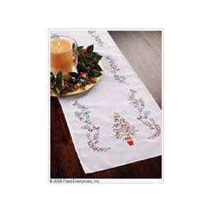  Bucilla Christmas Holly Table Runner Stamped Embriodery 14 