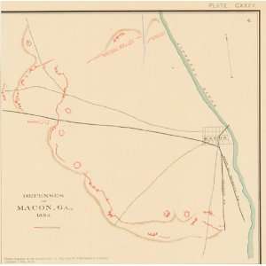    Bien 1895 Antique Map of the Defenses of Macon, GA