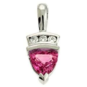    14K White Gold 0.65cttw Diamond and Pink Sapphire Pendant Jewelry