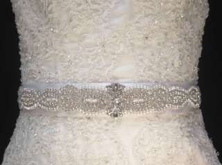 Bridal Dress Gown Beaded Jeweled Crystal Belt Sash  