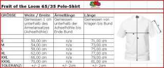 FRUIT OF THE LOOM Polo Shirt Piqué 65/35 S M L XXL XXXL  