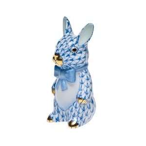 Herend Bunny With Bowtie Blue Fishnet