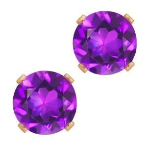  2.60 Ct Round Shape Purple Amethyst Rose Gold Plated 