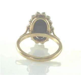  Estate Onyx Diamond 14K Yellow White Gold Vintage Jewelry Ring 5 UK 