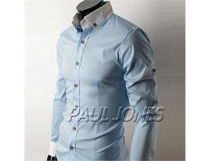 PJ Mens UK Style Slim Fit Long Sleeve Casual Shirts  