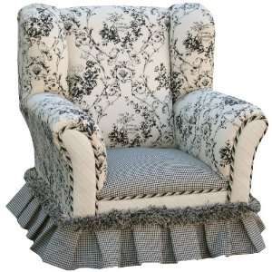    Angel Song Toile   Black Wingback Girls Chair