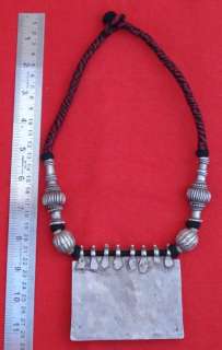 ETHNIC TRIBAL OLD SILVER NECKLACE PENDANT AMULET INDIA  