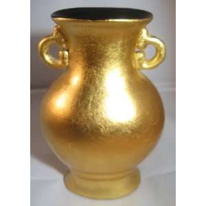  Silvestri 6 Glass Bud Vase with Gold Overlay and Black 