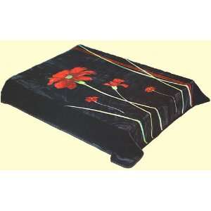 Safari Queen Black Floral Mink Blanket 