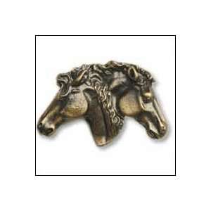 Buck Snort Cabinet Hardware 076 Dual Horse Heads Knob Side to Side 2 