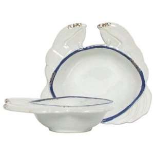   Distressed Blue and White Crab Bowl 5D 1.5H Set of 4