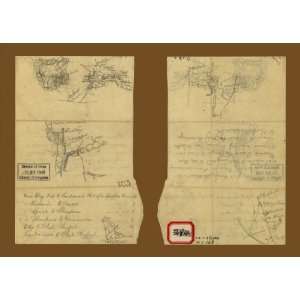  Civil War Map Five sketches on one sheet of areas in 