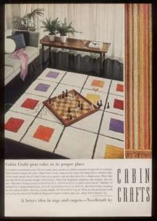 1958 Cabin Crafts carpets rugs modern chess set pic ad  