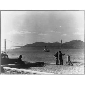   The Golden Gate Bridge, San Francisco, CA 1942,fishing