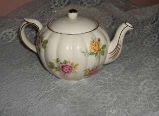   Vintage 4 Pc Gibson Staffordshire England Tea Set Pink Yellow Roses